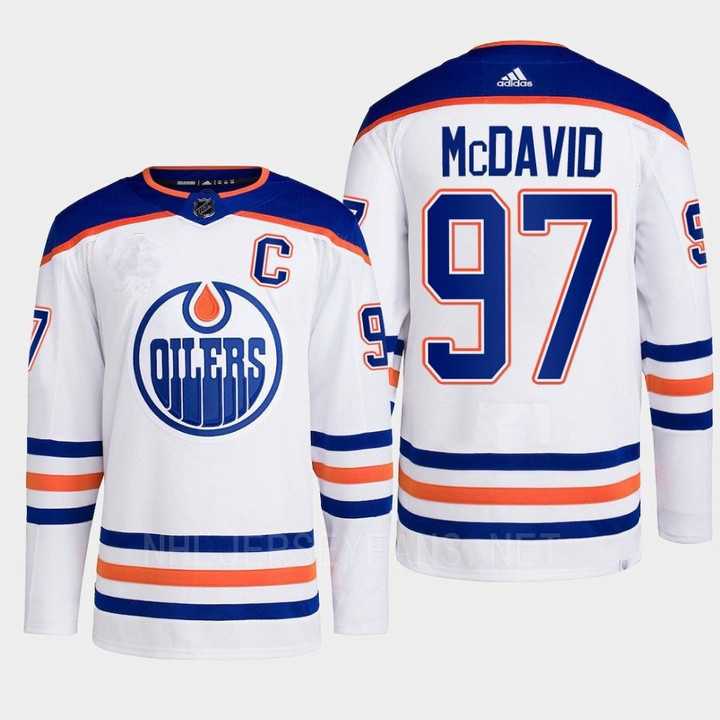 Mens Edmonton Oilers #97 Connor McDavid White Adidas Away Stitched Hockey Jersey->edmonton oilers->NHL Jersey
